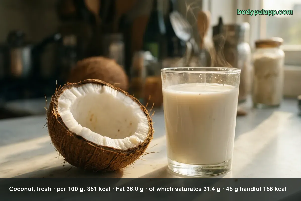 Fresh coconut pieces - 158 calories per 45 g handful