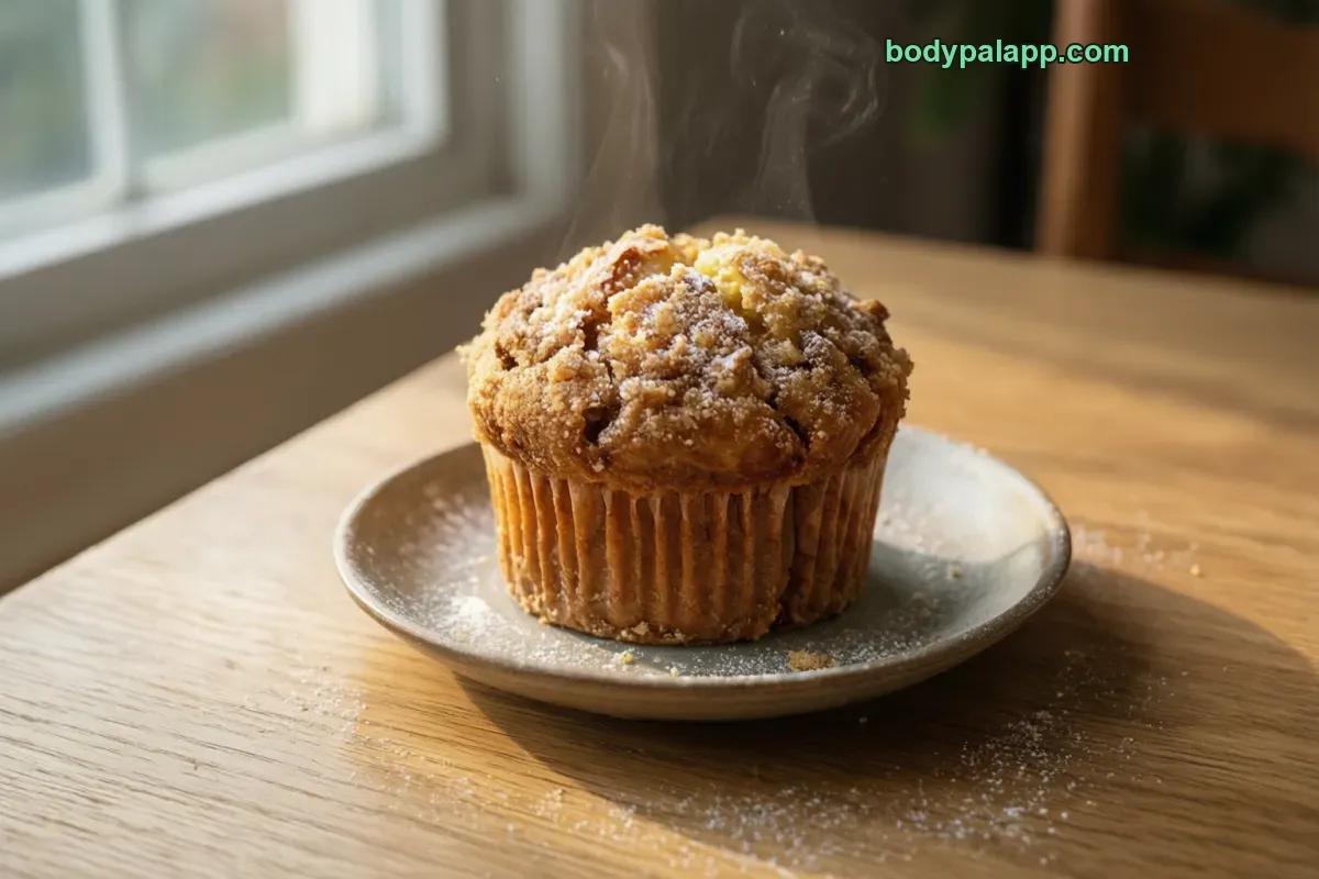 Coffee cake muffin, packaged, per label