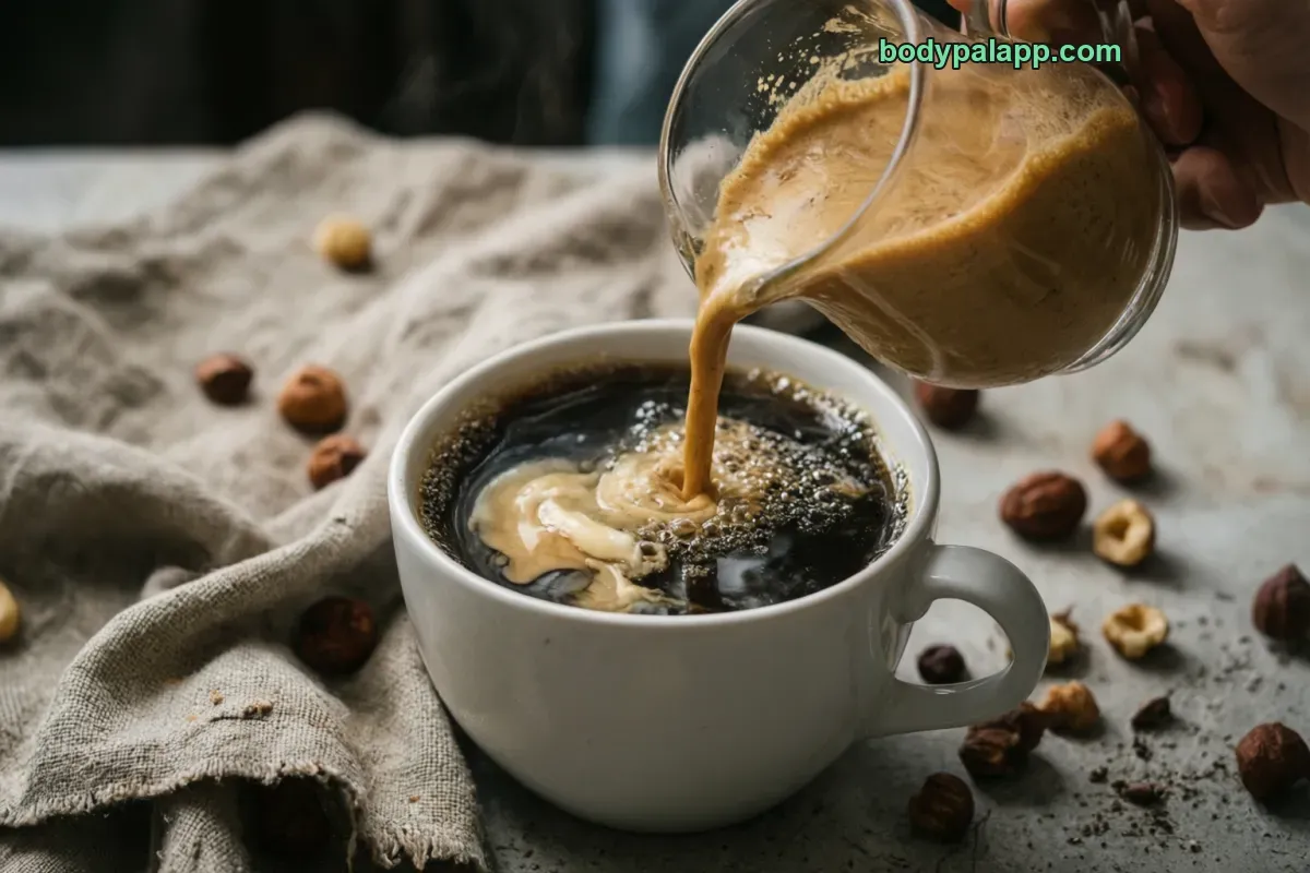 Hazelnut coffee creamer, flavored, liquid