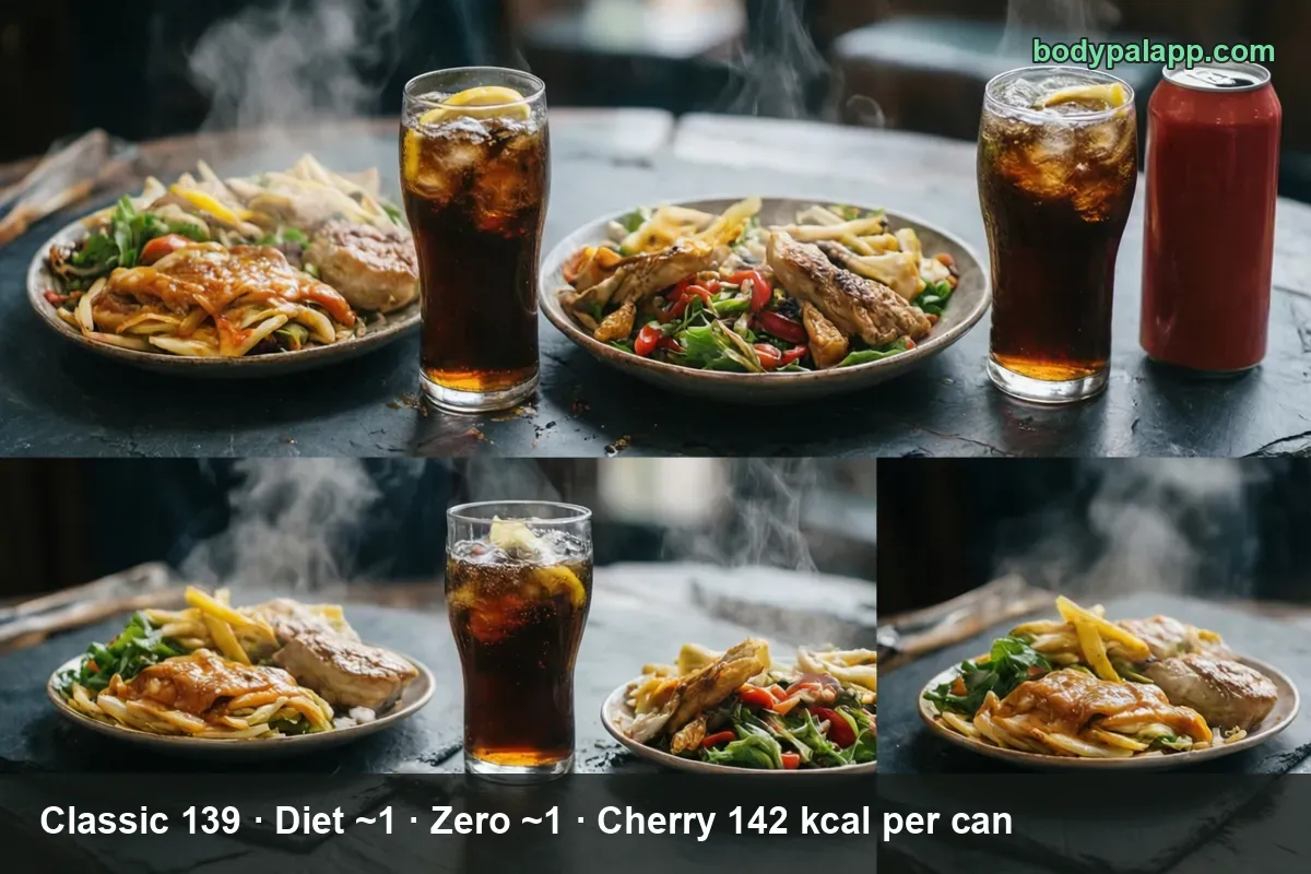 Can of Coke variants calories comparison