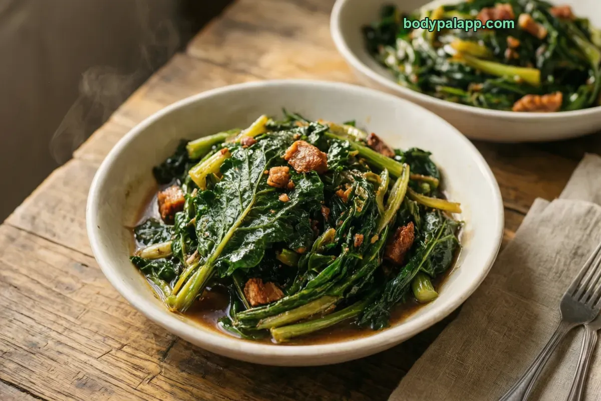 Collard greens, boiled, drained, no salt