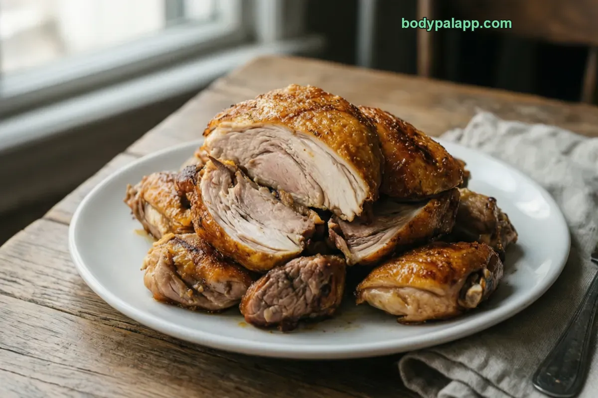 Cooked chicken, roasted, meat only