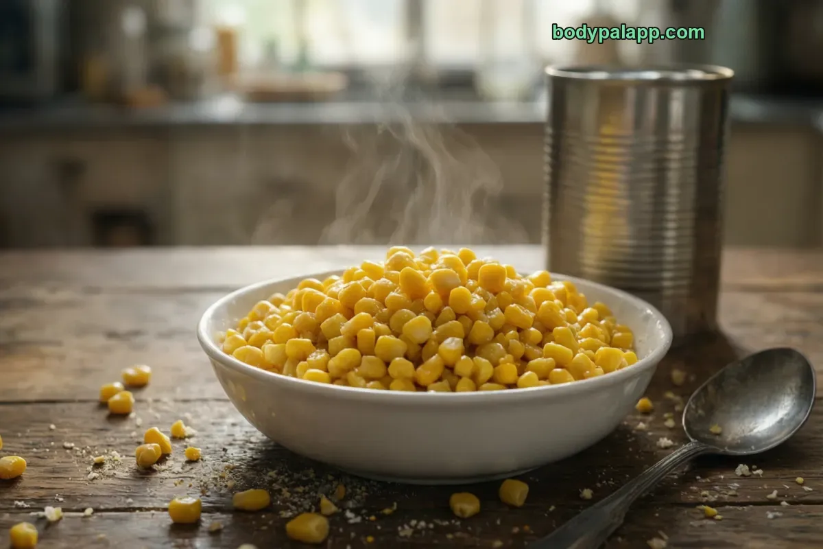 Canned corn, canned, no added fat