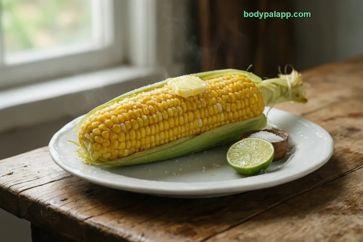 Boiled corn on the cob, boiled, drained, unsalted