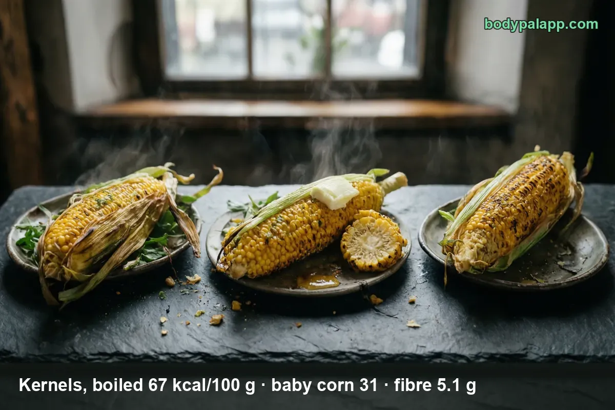 Corn on the cob variants calories comparison