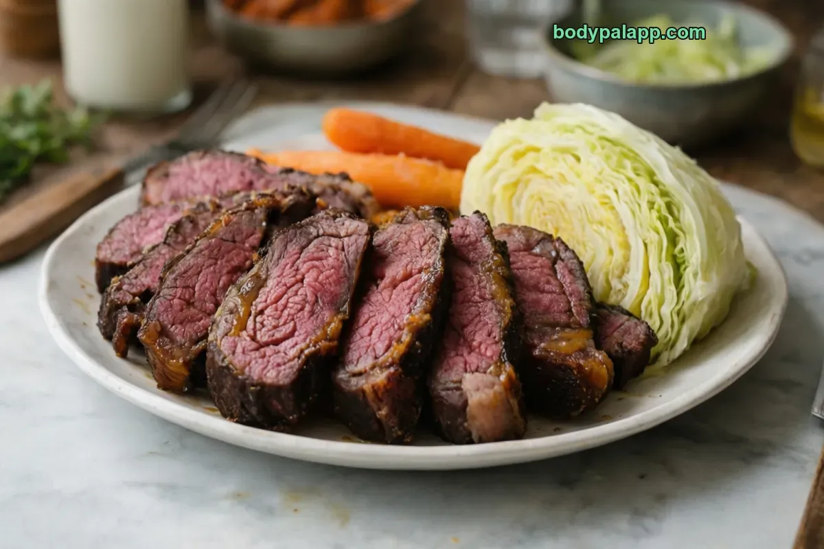 Corned beef, cured brisket, cooked