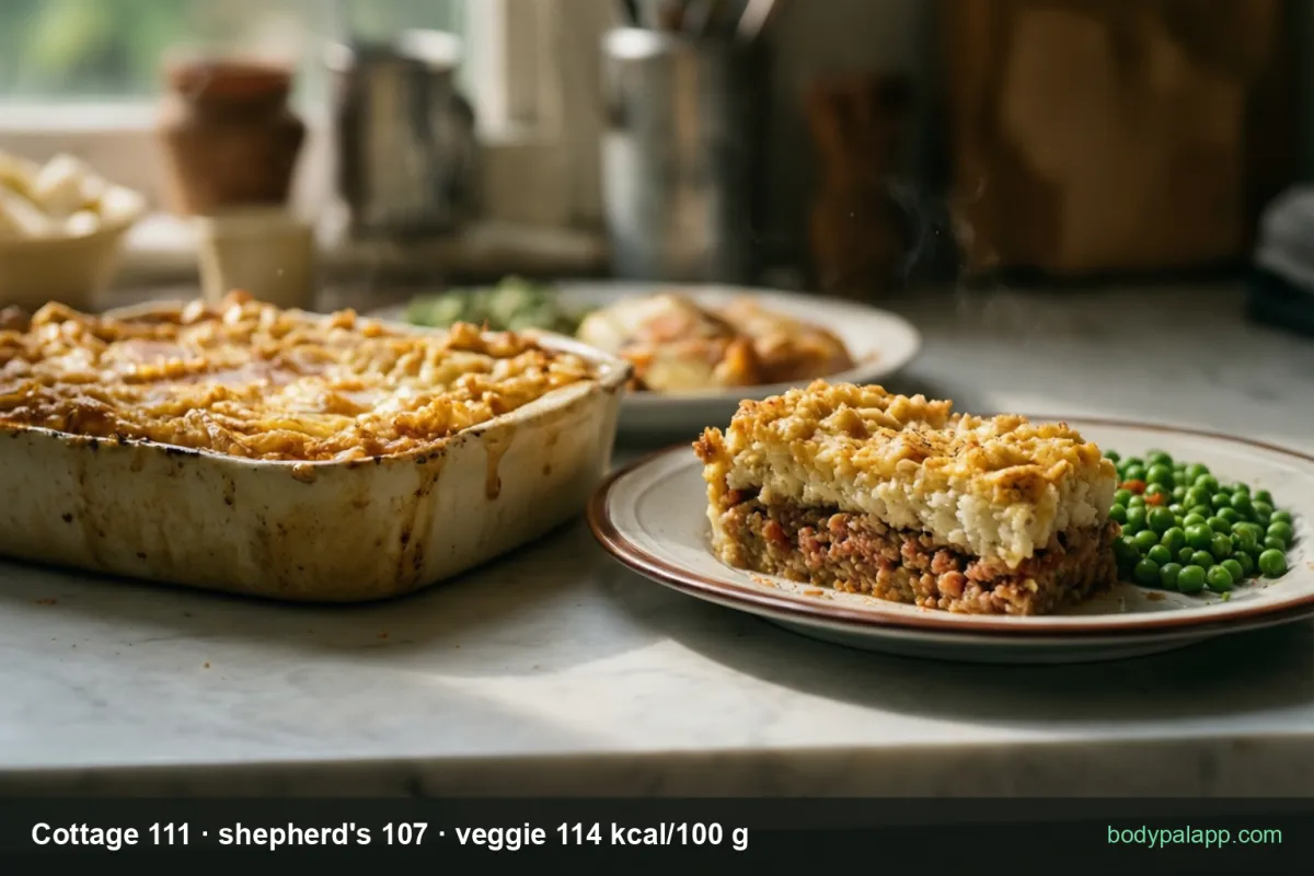 Cottage pie variants calories comparison