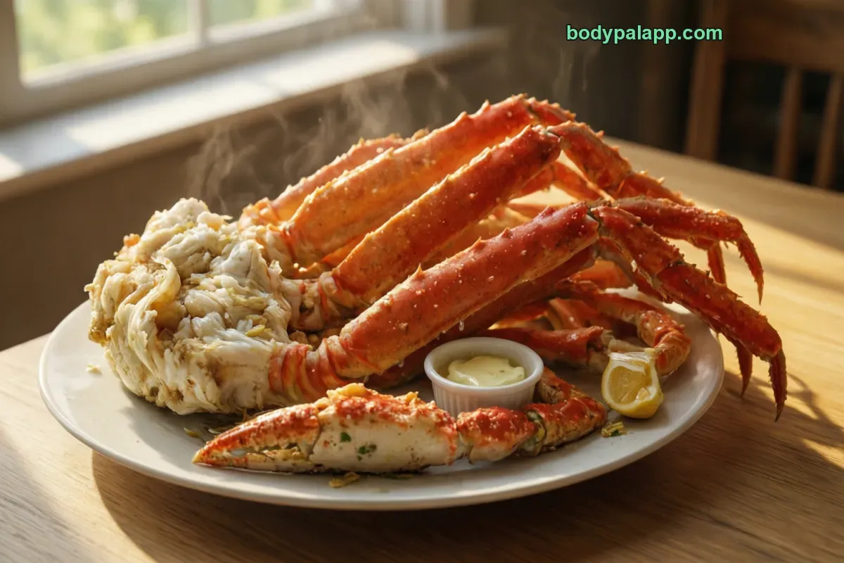 Crab leg, Alaska king, cooked