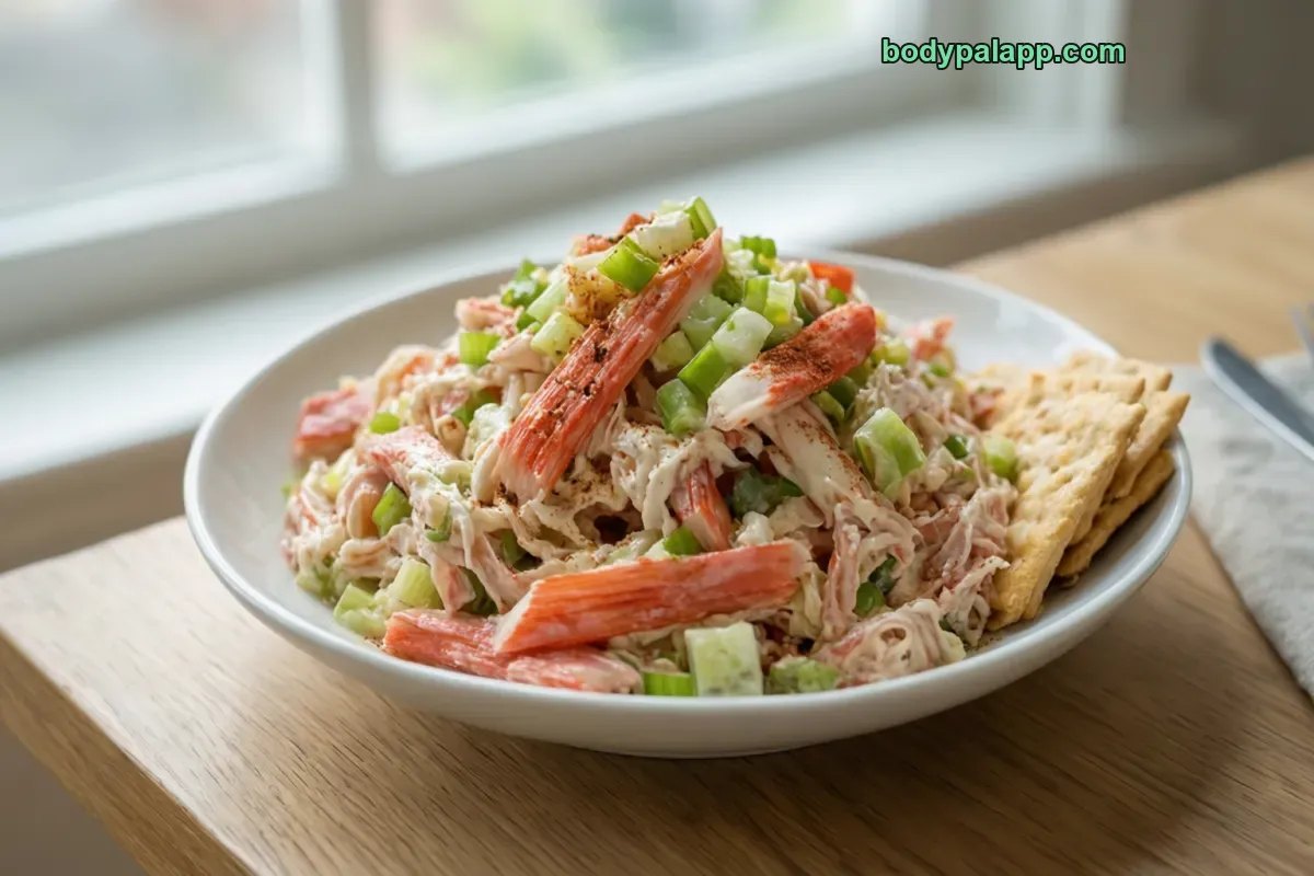 Crab salad, made with real crab