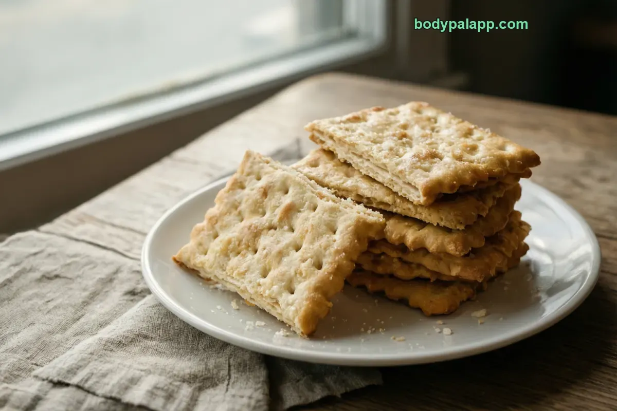 Saltine crackers, plain, ready to eat