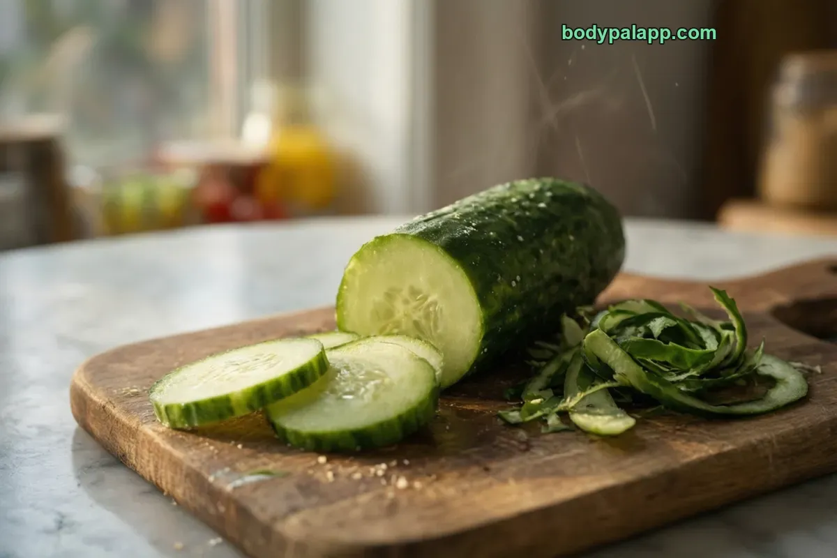 Cucumber without peel, peeled, raw