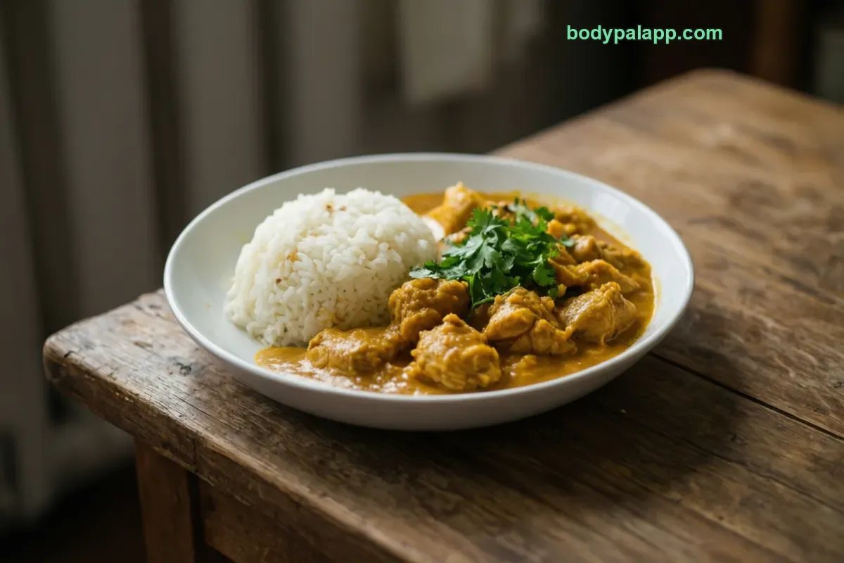 Curry chicken and rice, chicken curry with rice