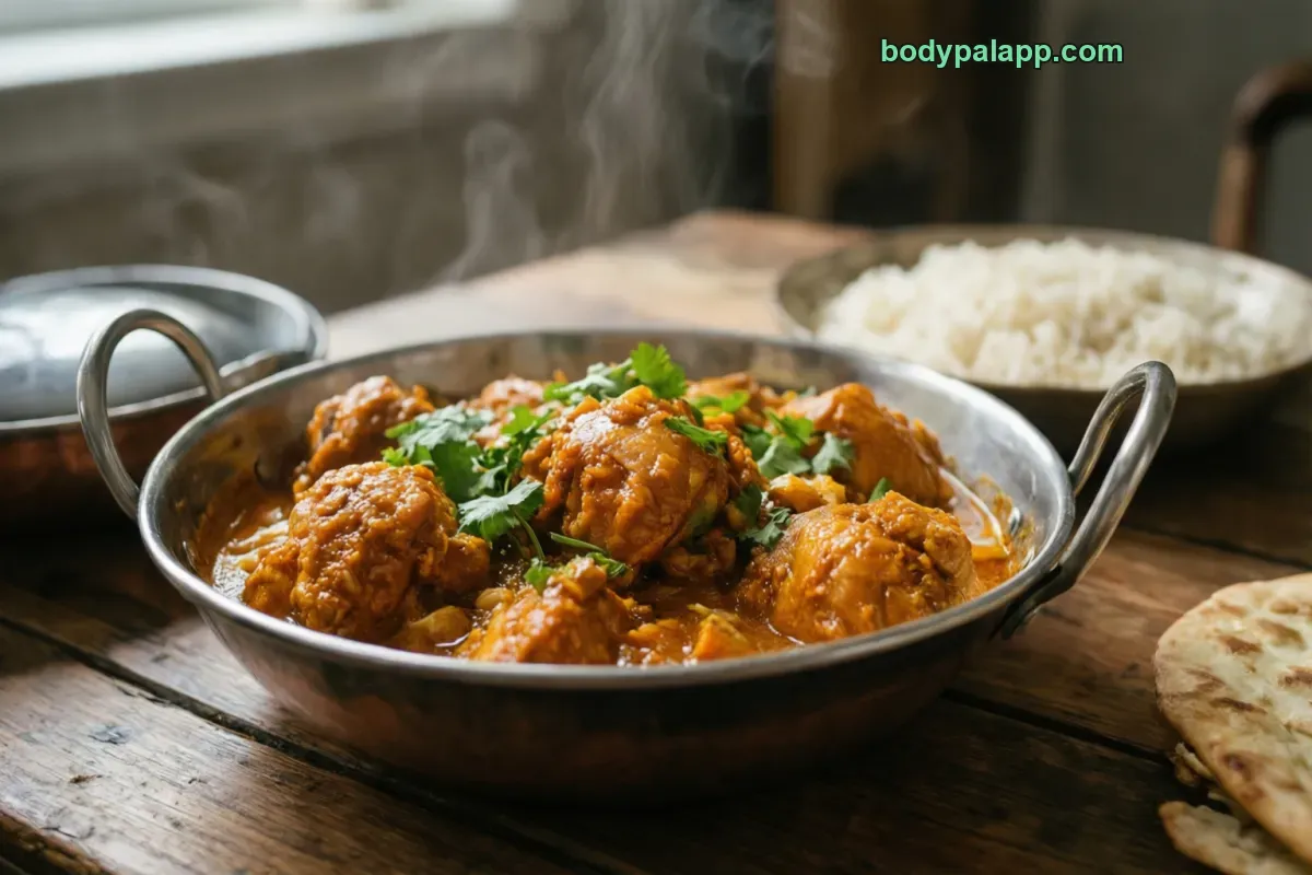Curry, chicken curry, prepared