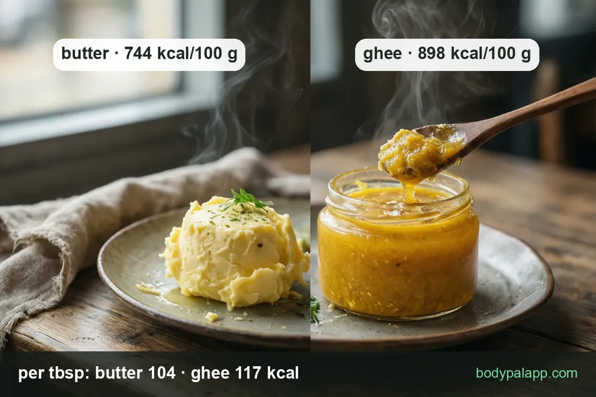 Butter vs ghee calories comparison