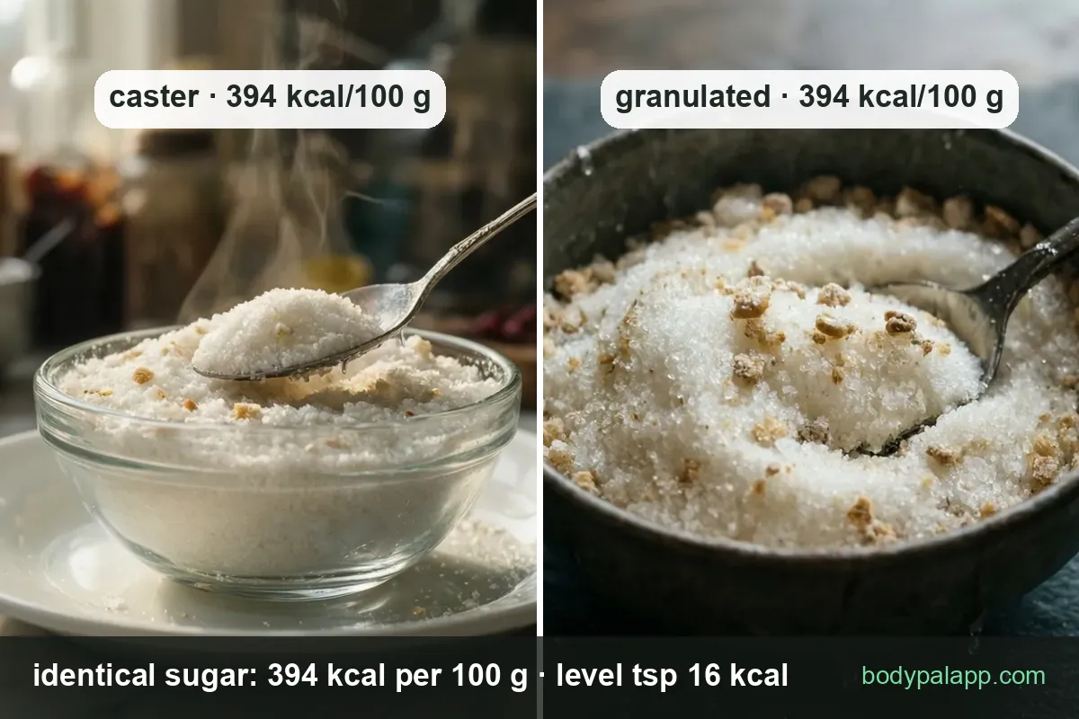 Caster vs granulated sugar calories comparison