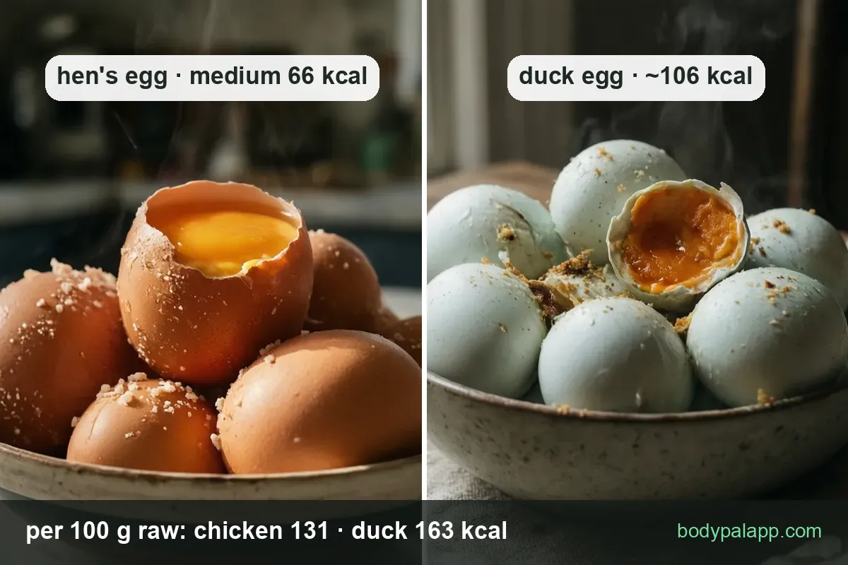 Chicken vs duck eggs calories comparison