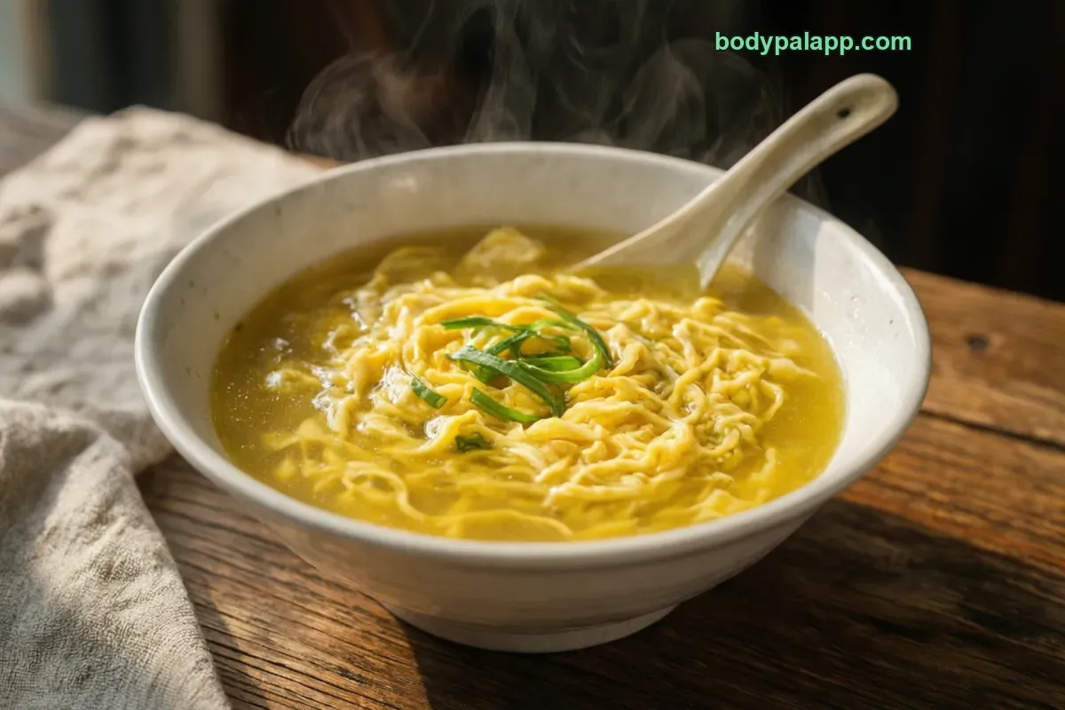 Egg drop soup, Chinese restaurant style