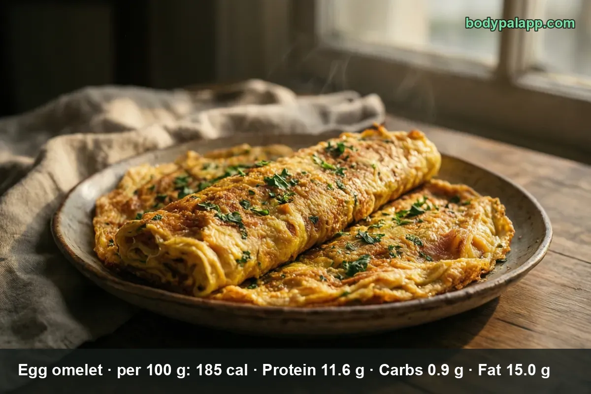 Rolled egg omelet topped with fresh parsley on a plate