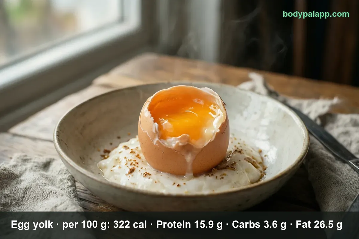 Cracked eggshell with a runny golden yolk sitting on the egg white on a plate