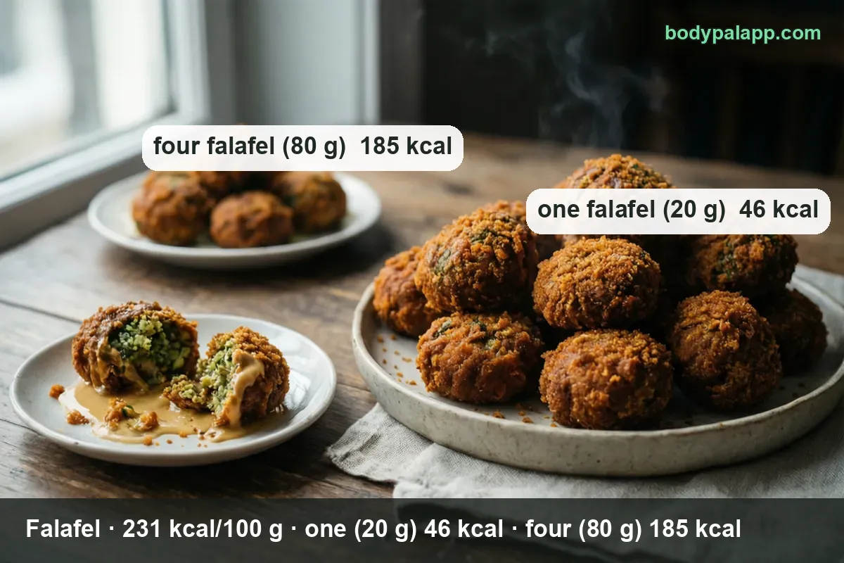 Falafel variants calories comparison - plain, beetroot and sweet potato
