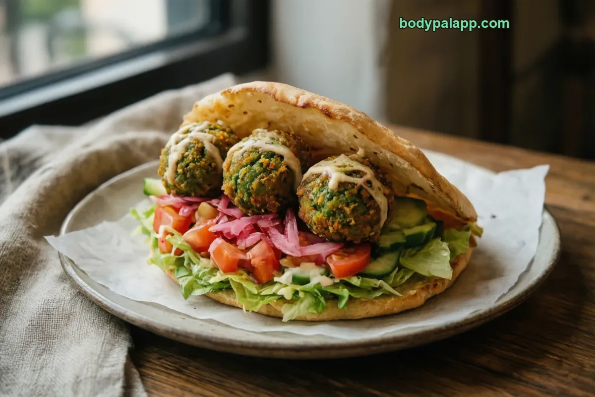 Falafel sandwich, ready to eat