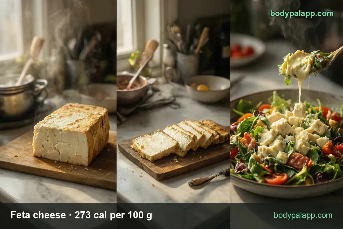 Green salad with tomatoes and feta cubes, spoon lifting a piece; chips 1 wedge 38 g 104 cal and 1 cubic inch 17 g 46 cal