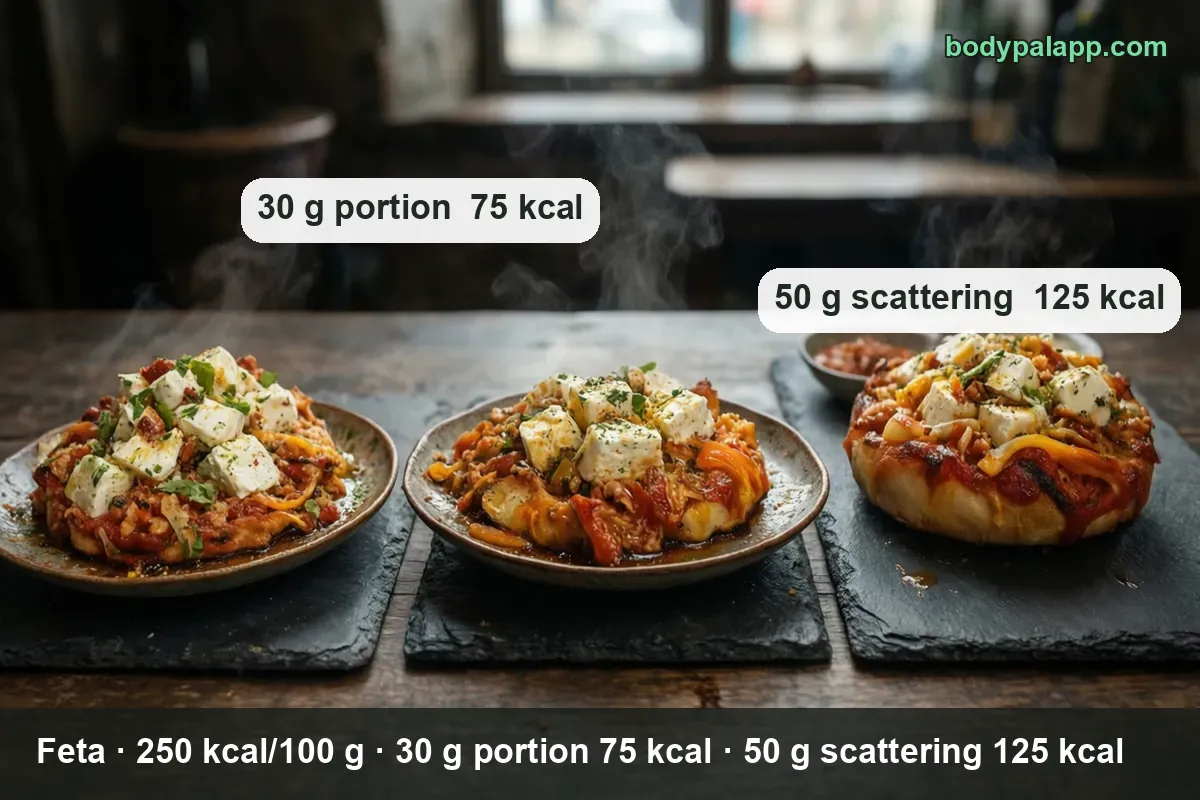 Feta compared with other cheeses - calories and salt per 100 g