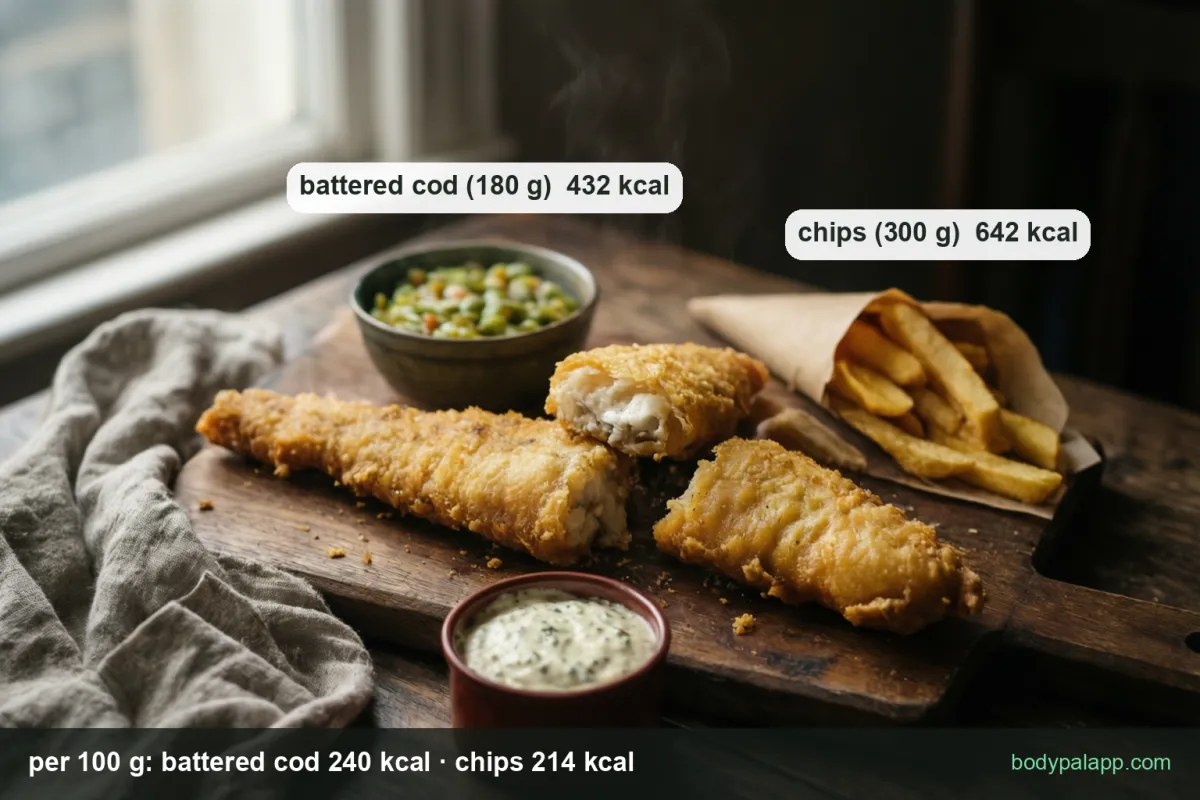 Fish and chips variants calories comparison