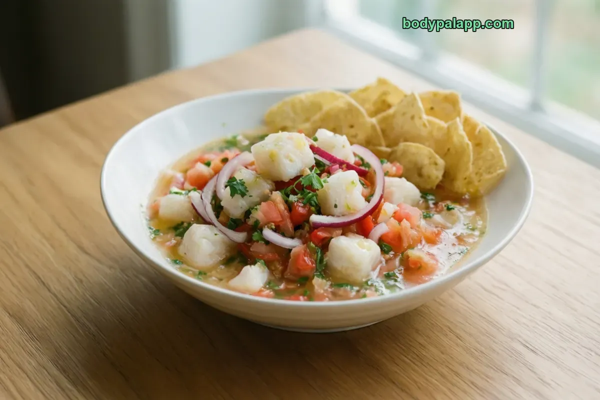 Fish ceviche, marinated raw fish