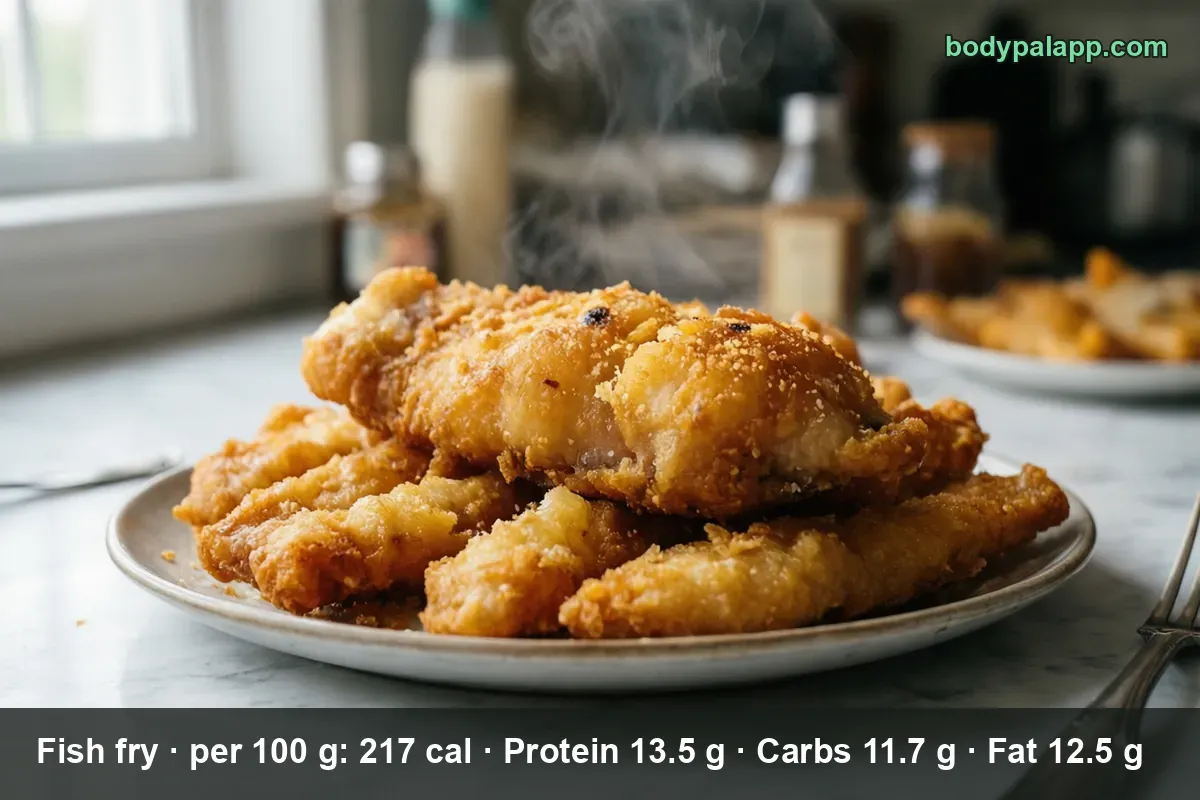 Plate of five to six large golden fried fish fillets with white flesh and steam rising