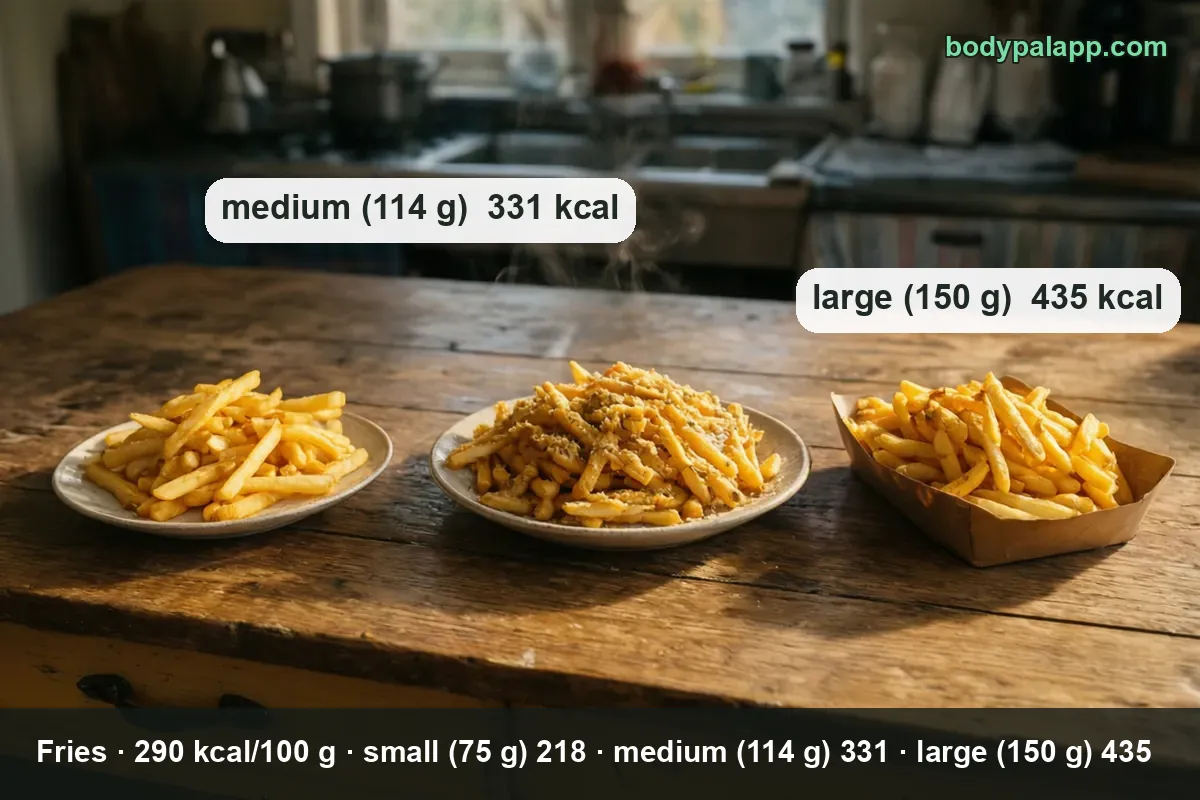 Fries variants calories comparison - oven-baked, fast food and deep-fried