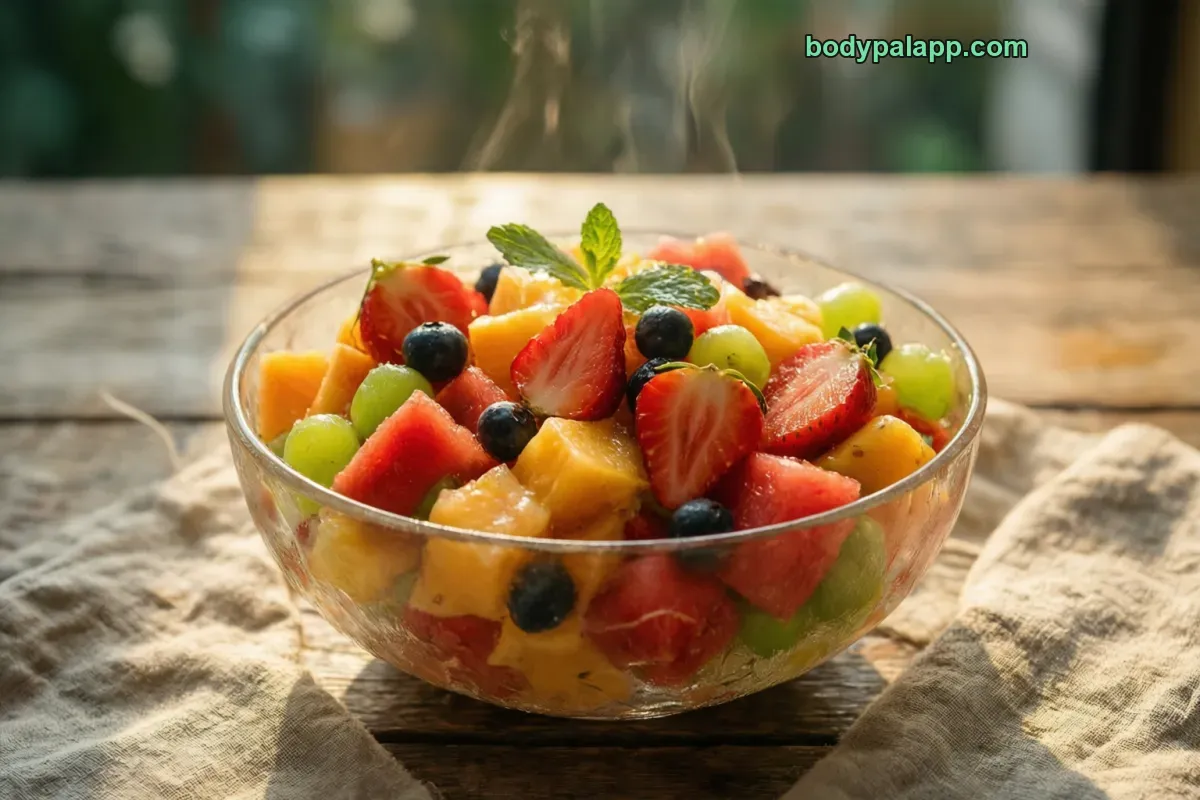 Fruit bowl, packaged, per label
