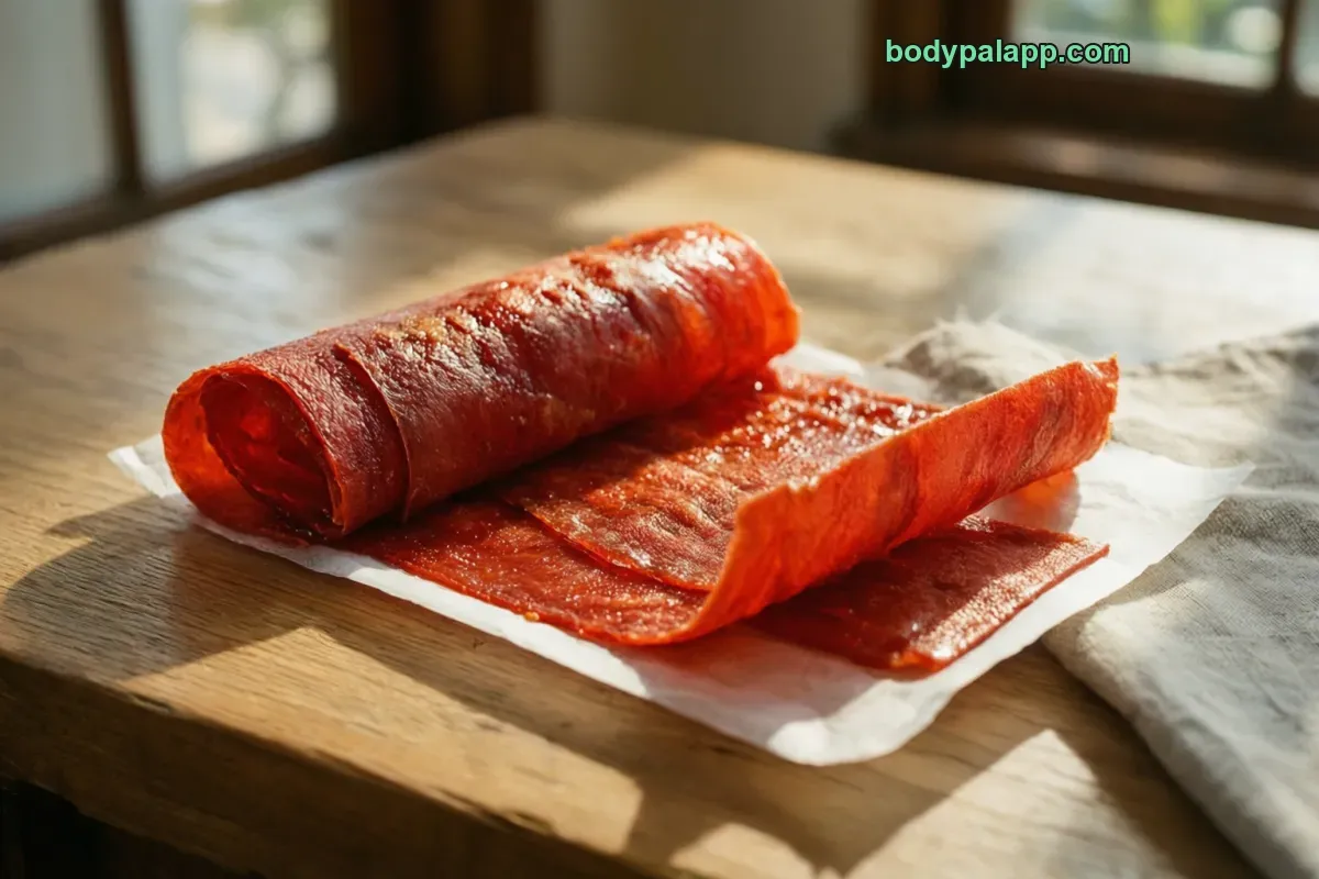 Fruit roll up, packaged, berry flavored