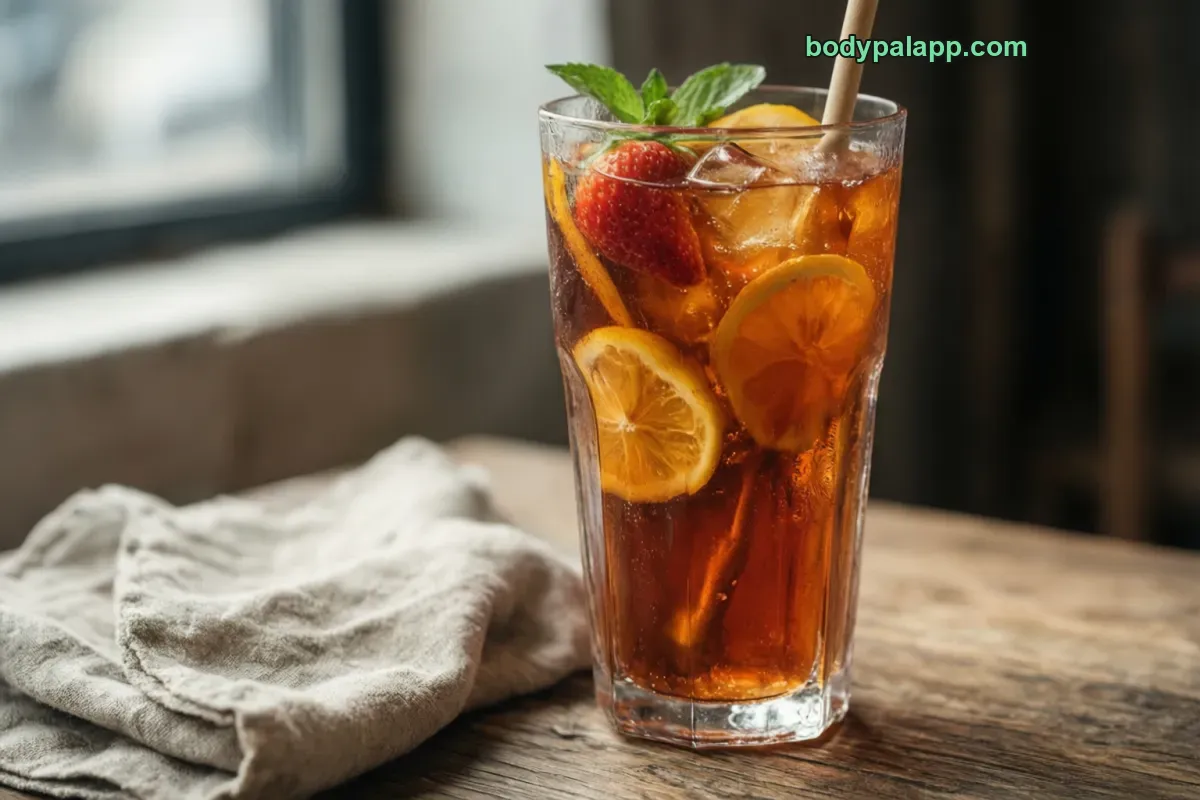 Fruit tea, packaged, per label