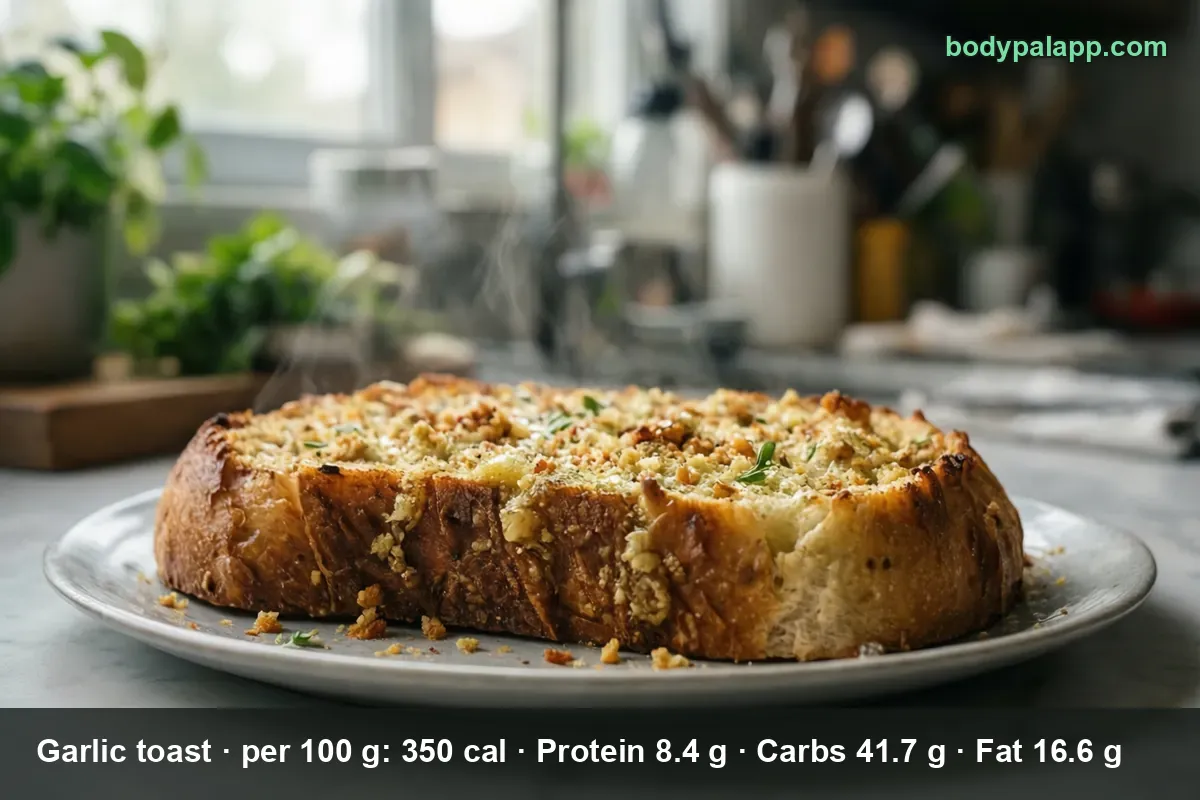 Loaf of garlic toast bread, whole and uncut, ready to be sliced.