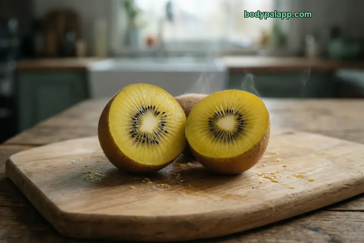 Golden kiwi fruit, SunGold variety, raw