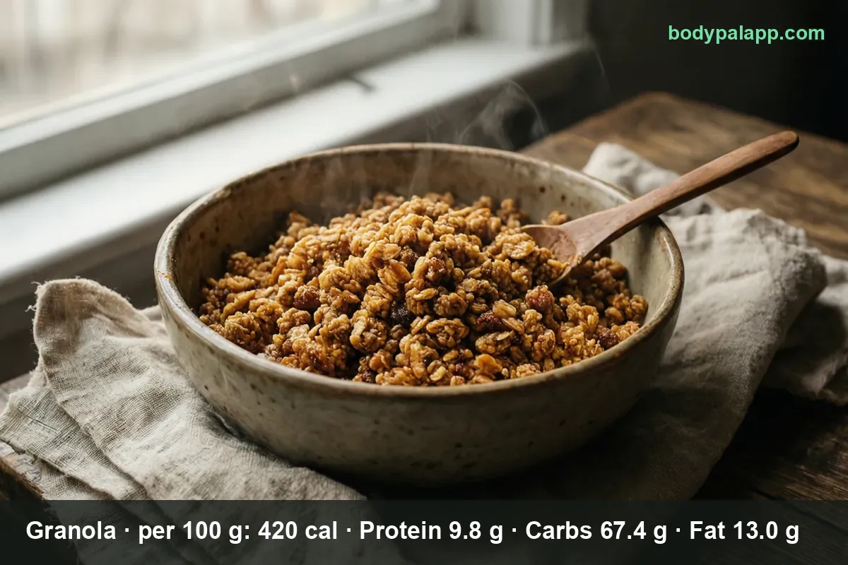 Close-up of crunchy oat granola clusters