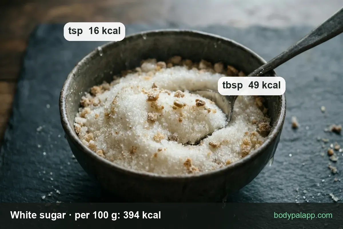Granulated sugar variants calories comparison