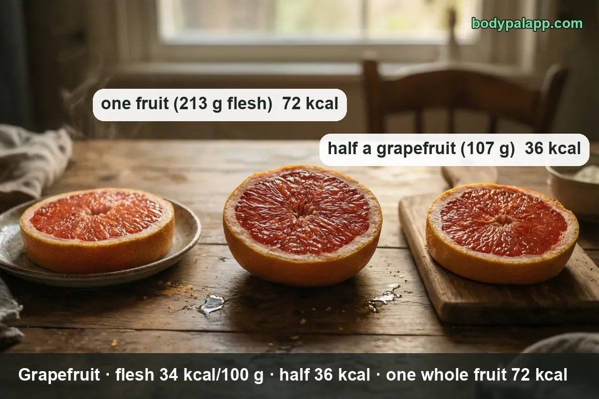 Grapefruit variants calories comparison - fresh, tinned in juice and juice