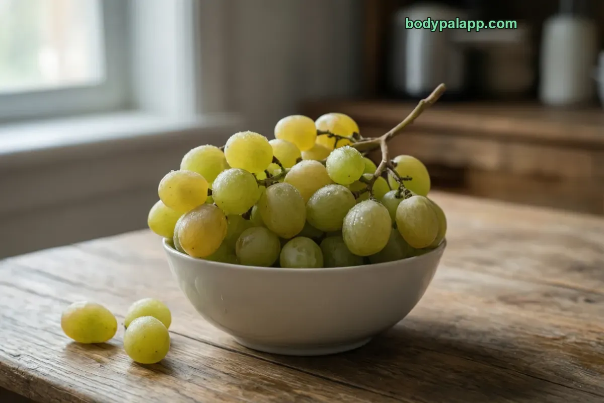 Green grapes, raw, seedless type