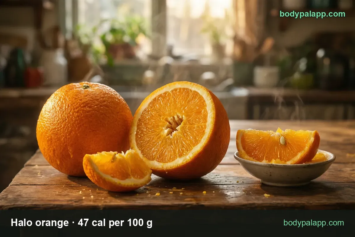 Whole orange, cut half, one slice and a bowl of two slices, chips: 1 clementine (74 g) 35 cal, 2 clementines (148 g) 70 cal