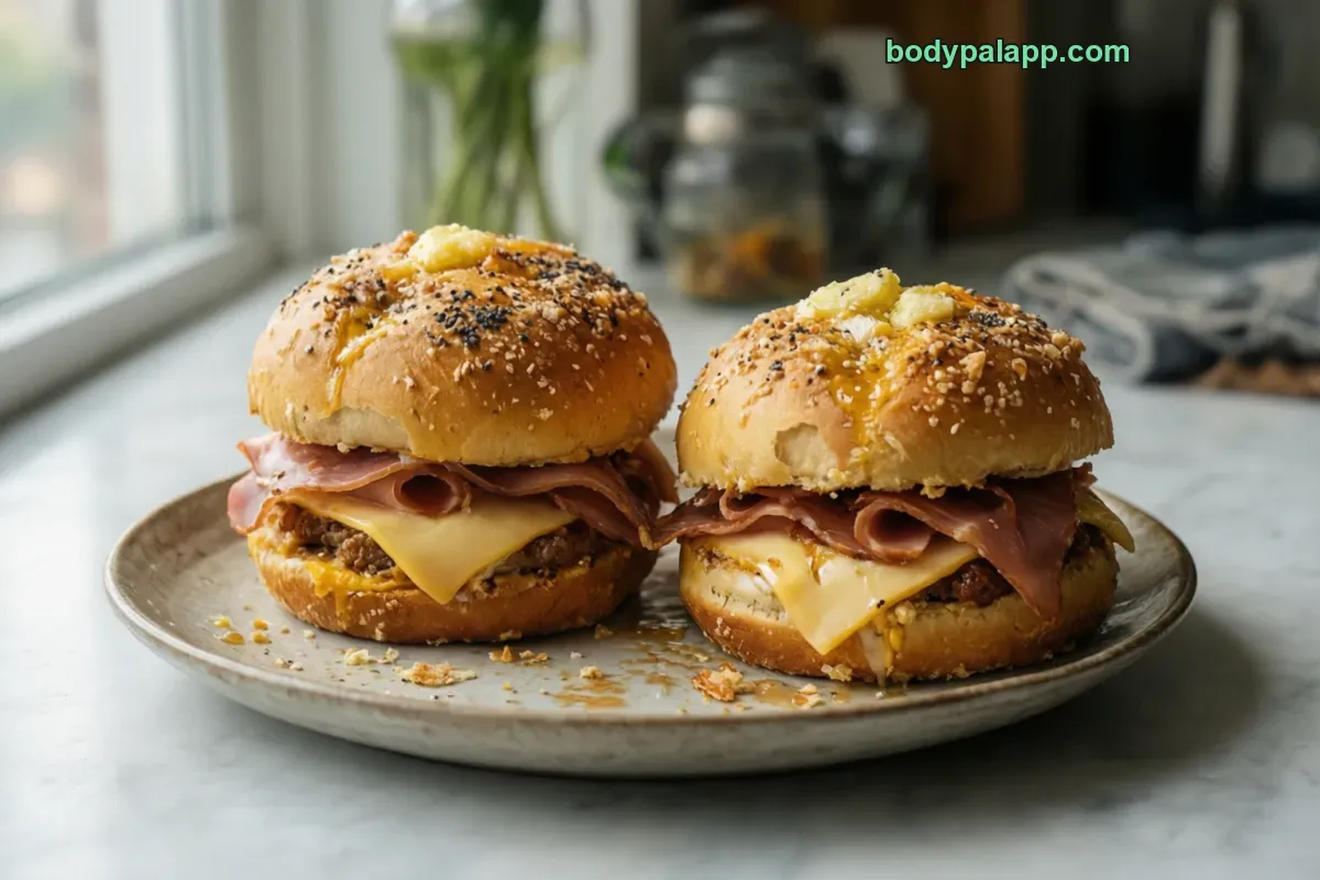 Ham and cheese slider, white roll, with cheese