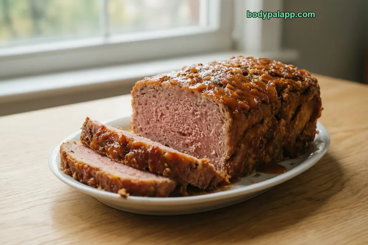 Ham loaf, meat loaf, baked