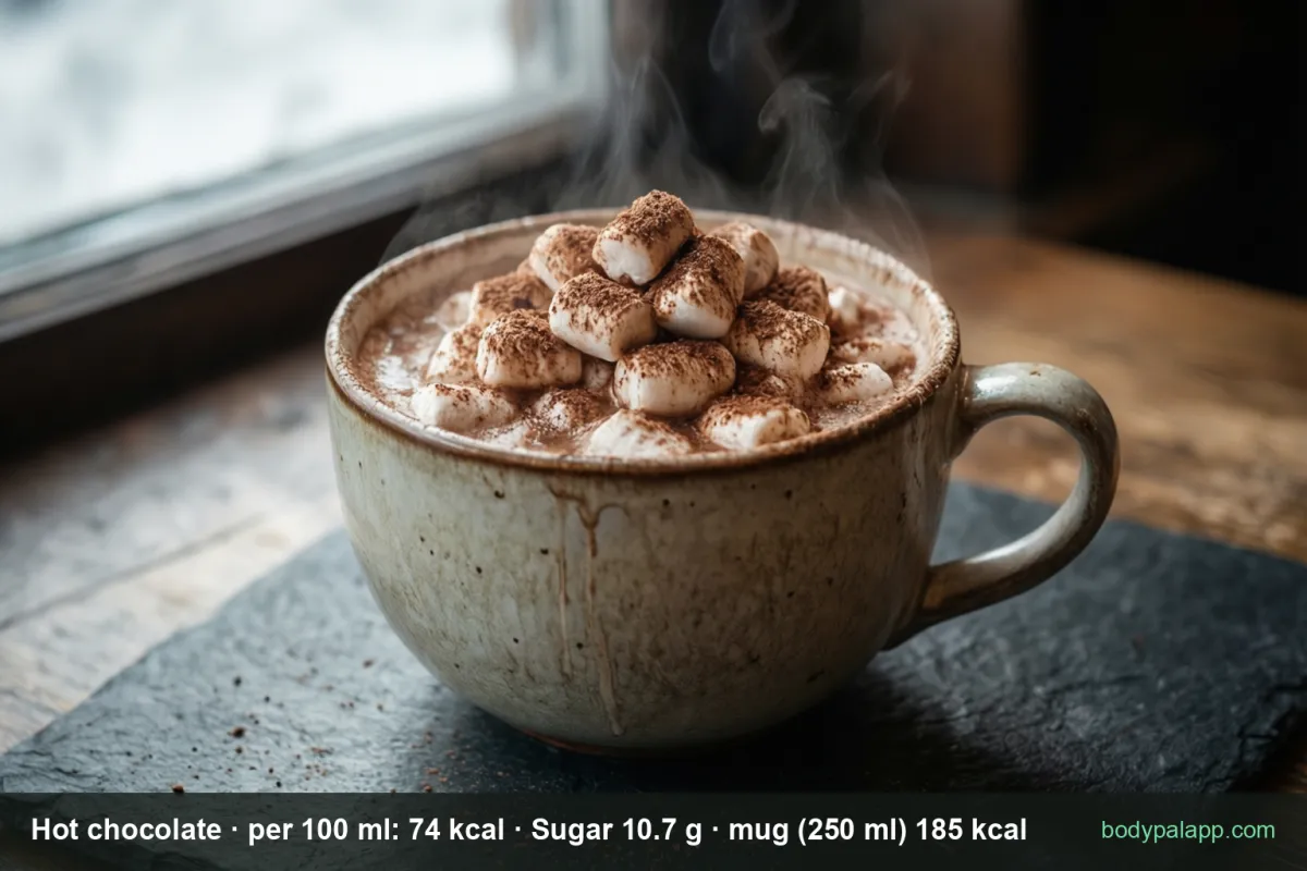 Hot chocolate - 185 kcal a mug