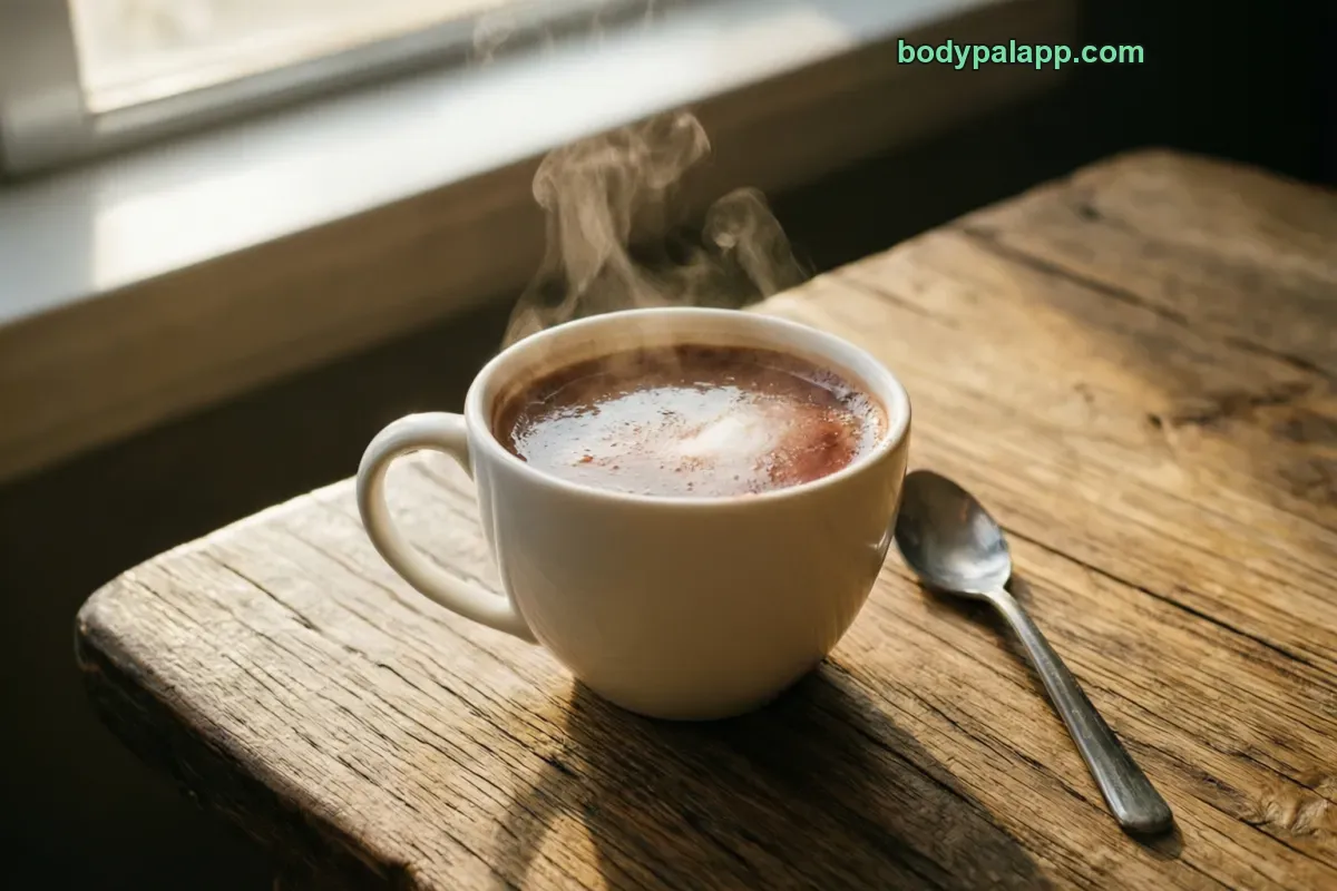 Hot chocolate with water, from dry mix