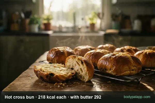 Hot cross bun calories