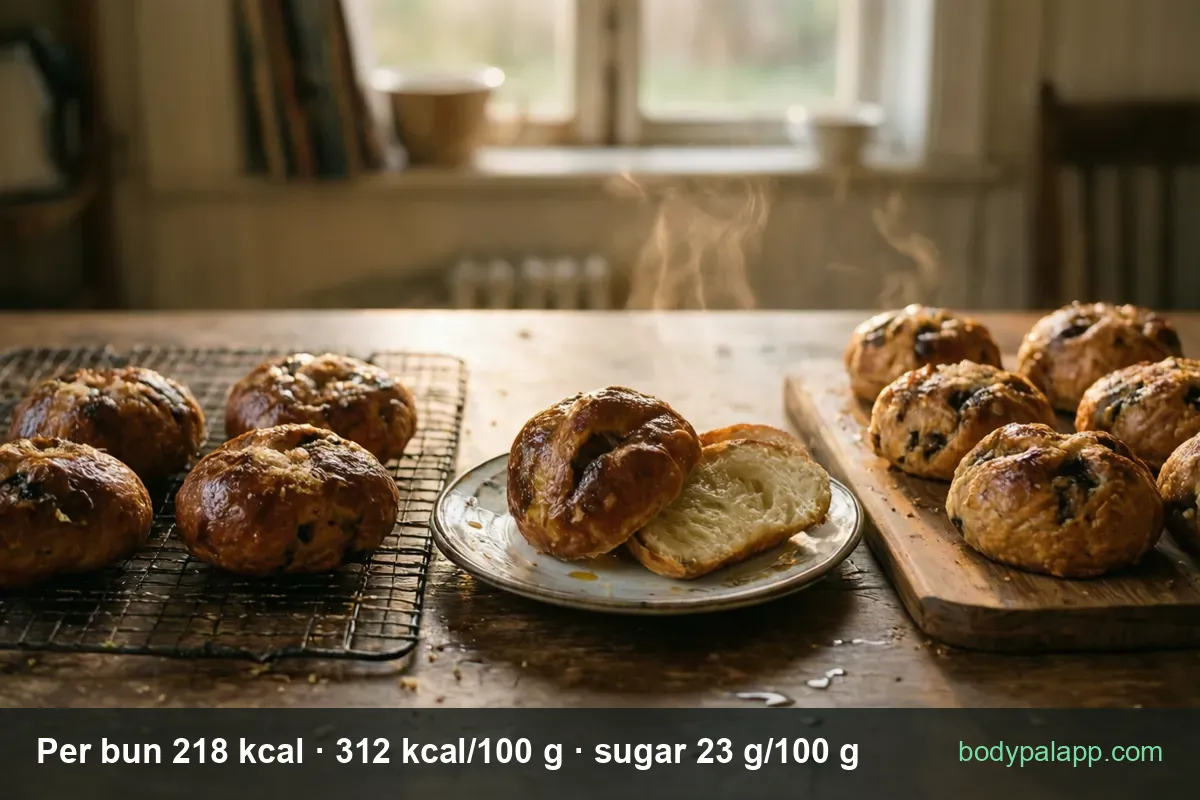 Hot cross bun variants calories comparison