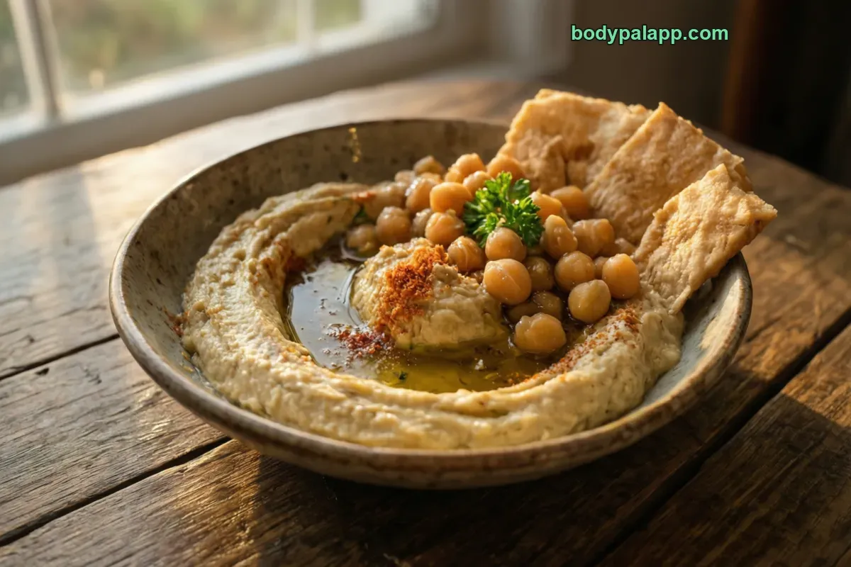 Hummus dip, commercial, ready to eat