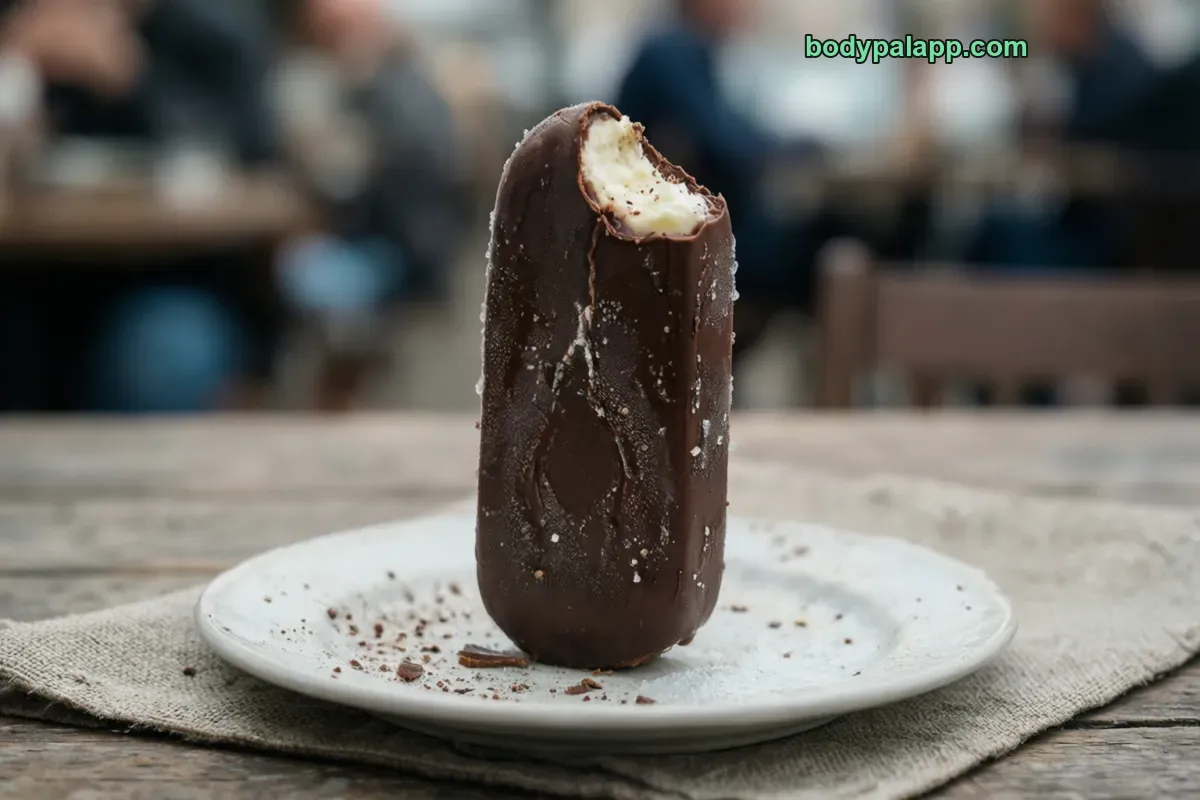 Ice cream bar, vanilla, chocolate coated