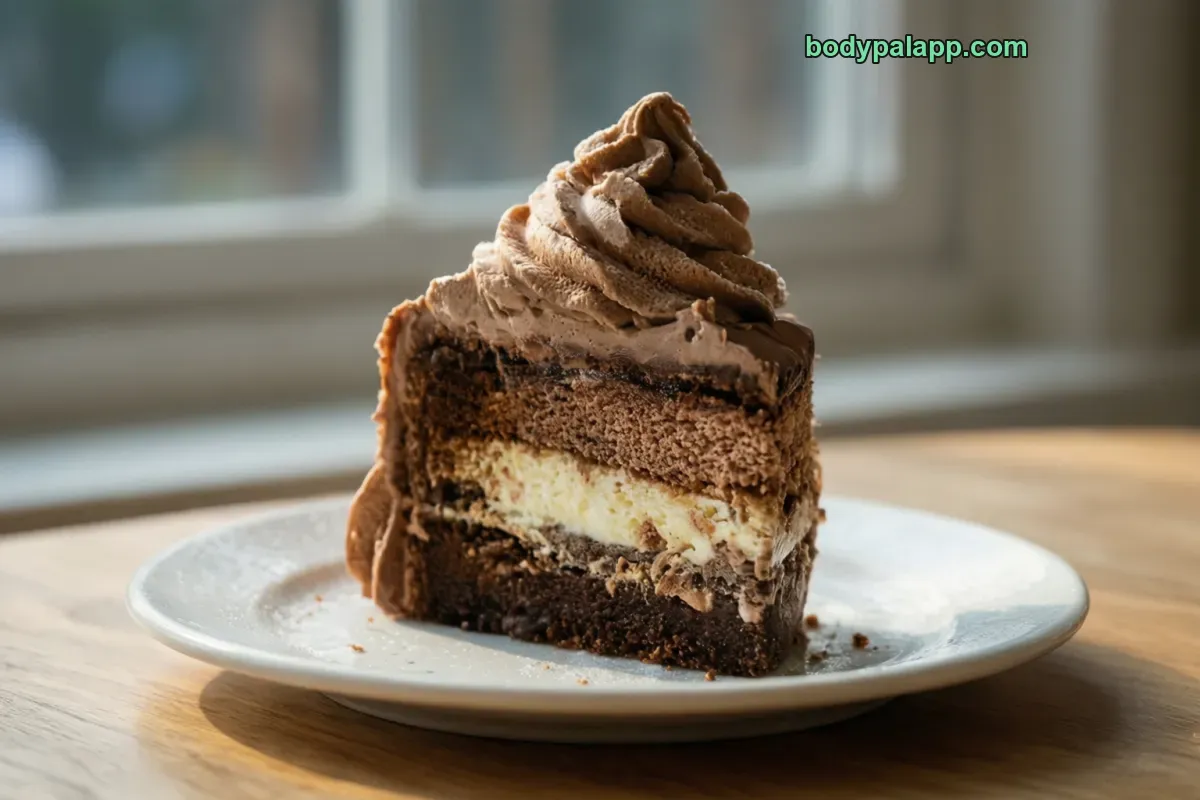 Ice cream cake, frozen, ready to eat